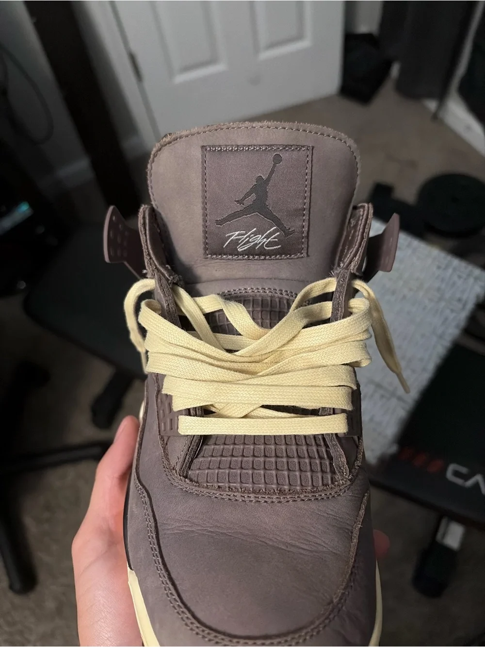 Jordan Men’s High-Top Sneaker — Brown with Cream Accents